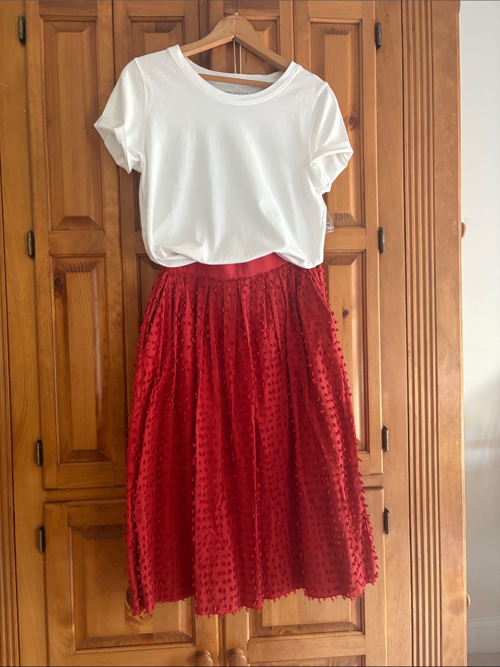 J. Crew Rusty Red Textured Midi Skirt